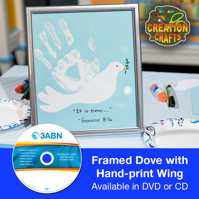 Framed Dove with Hand-print Wing
