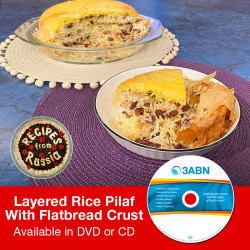 Layered Rice Pilaf with Flatbread Crust