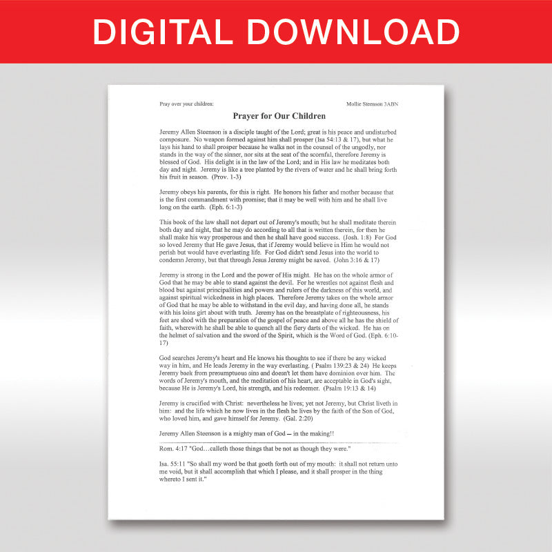 Prayer For Our Children - Digital Download
