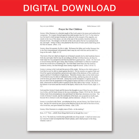 Prayer For Our Children - Digital Download